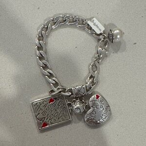 Brighton Silver Charm Bracelet with Heart and Pearl